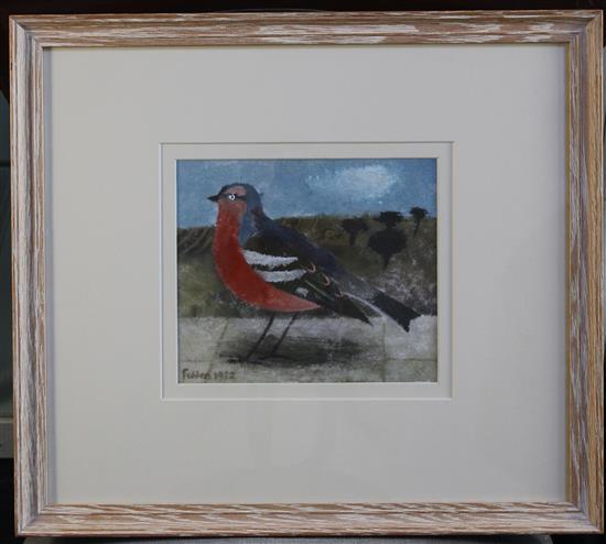 § Mary Fedden (1915-2012) Study of a chaffinch in a landscape, 6.5 x 7.5in.